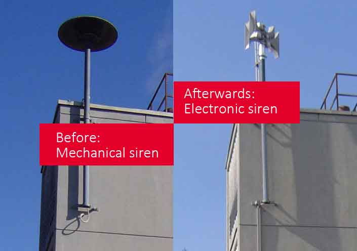 mechanical siren replaced with electronic siren 