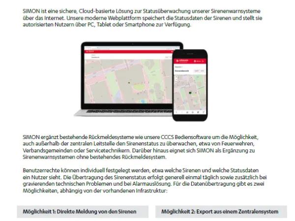 SIMON - Überwachen Sie den Sirenenstatus online