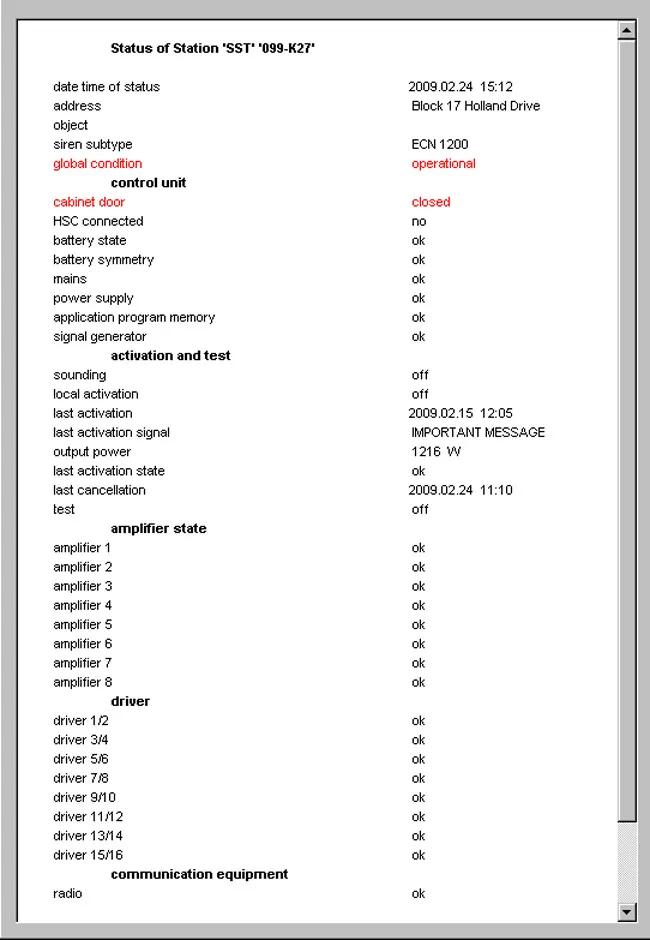 PC-based Siren Control Software for monitoring electronic sirens